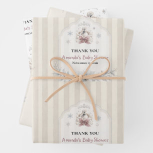 A Little Swan Winter Princess Baby Shower Wrapping Paper Sheet