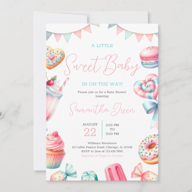 A Little Sweet Baby Shower Invitation (Front)