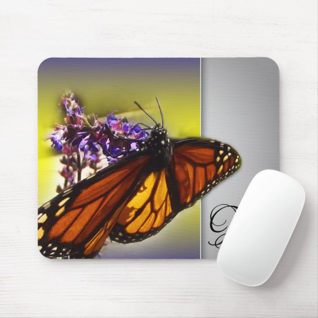 A Little Sweet Butterfly (monogram) Mouse Mat (With Mouse)