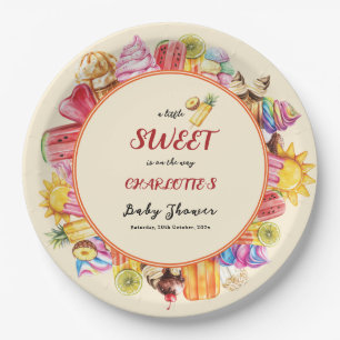 A Little Sweet Is On The Way Ice Cream Baby Shower Paper Plate
