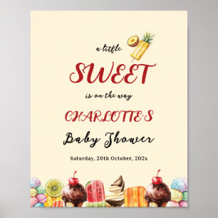 A Little Sweet Is On The Way Ice Cream Baby Shower Poster