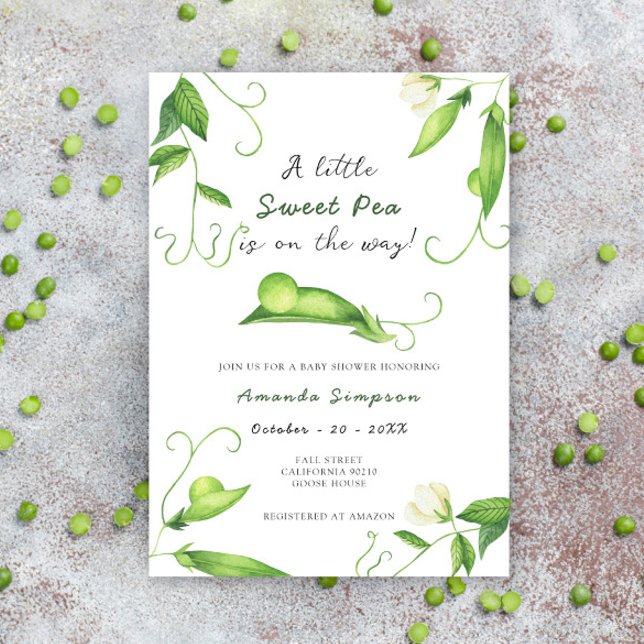 A Little Sweet Pea Is On The Way Baby Shower Invitation (Creator Uploaded)