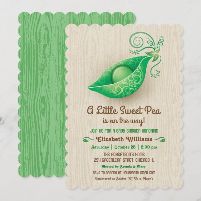 A Little Sweet Pea is on the Way Baby Shower Invitation (Front/Back)