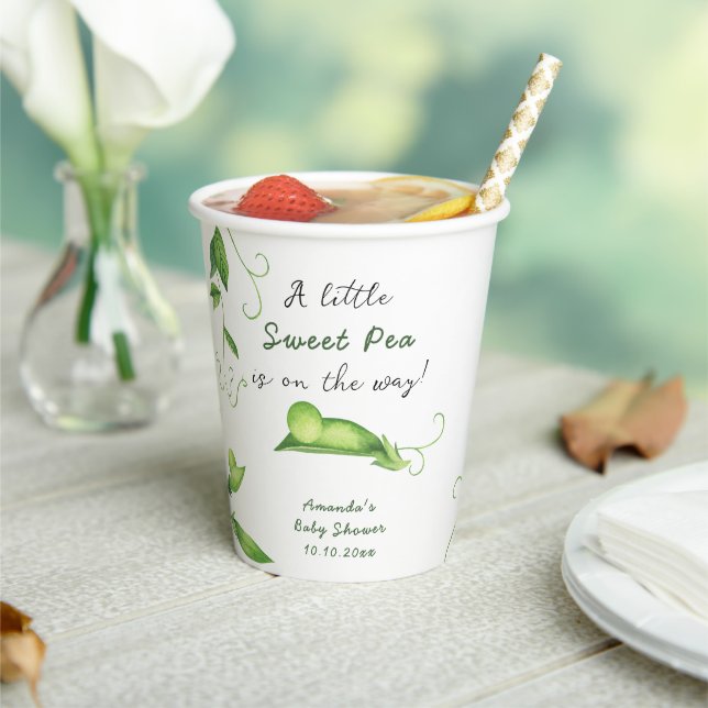 A Little Sweet Pea Is On The Way Baby Shower Paper Cups (Insitu)