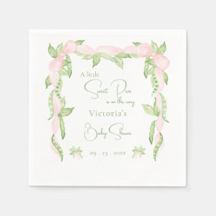A Little Sweet Pea Pink Girl Baby Shower Napkin