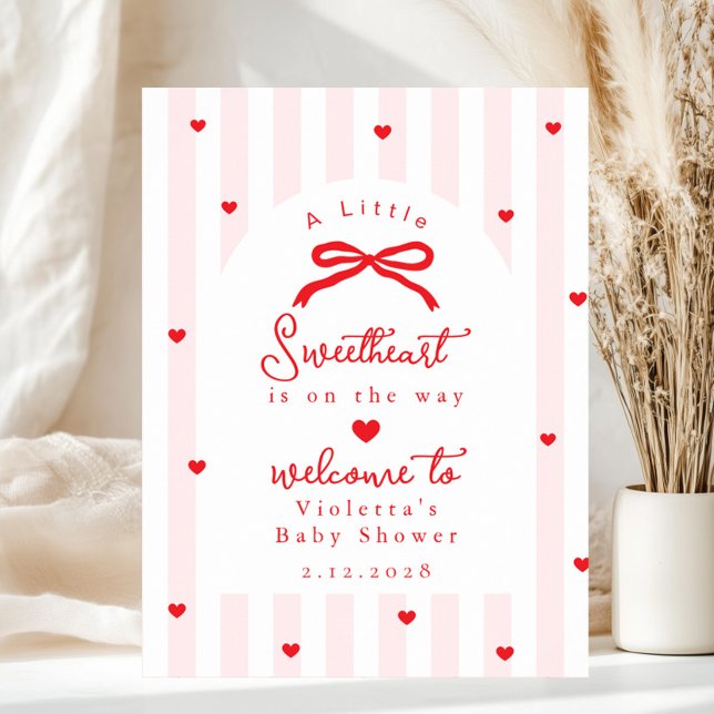 A Little Sweetheart Baby Shower Bow Welcome Poster (Creator Uploaded)