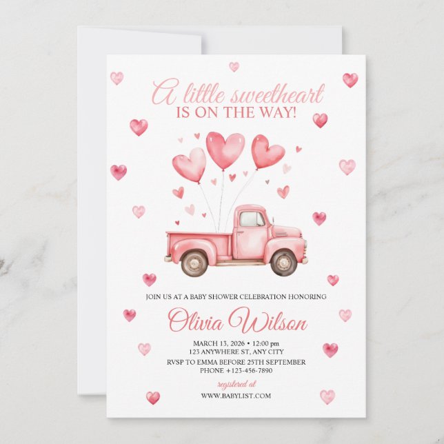 A Little Sweetheart Baby Shower Invitation  (Front)