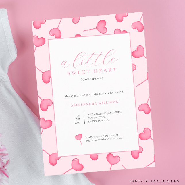 A Little Sweetheart Baby Shower Invitation (Baby Shower invite shown in 5x7 size. Personalize and choose corner style and paper before checkout.)