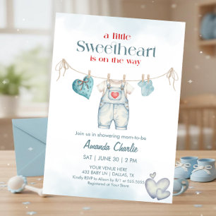 A little sweetheart Blue Boy Baby shower Invitation