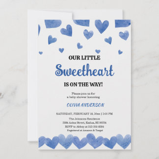 A Little Sweetheart Blue Valentine Baby Shower  Invitation