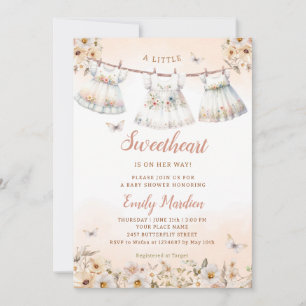 A little sweetheart Boho Clothes Girl Baby Shower  Invitation