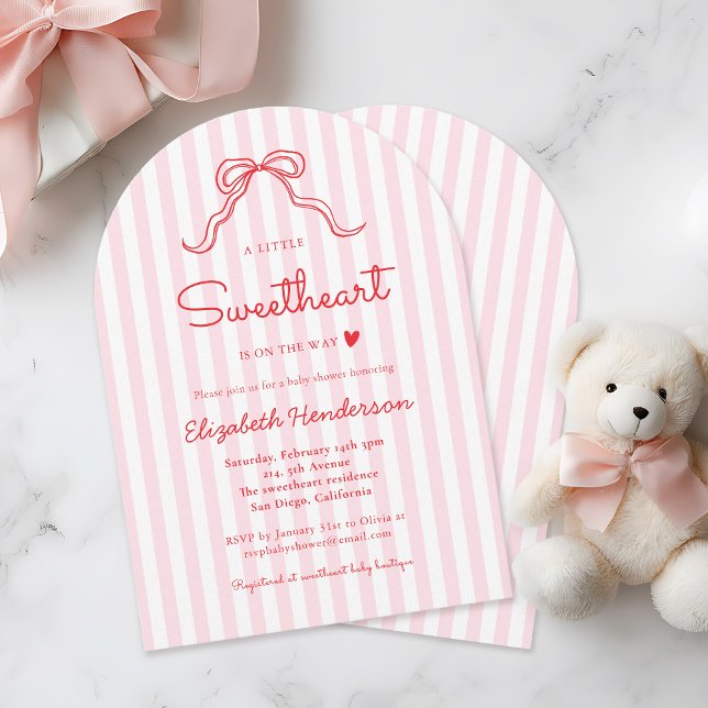 A Little Sweetheart Bow Pink Baby Shower Invitation (Creator Uploaded)