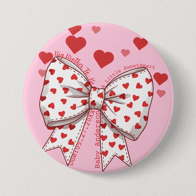 A Little Sweetheart Brother-to-Be Baby Shower  7.5 Cm Round Badge (Front)