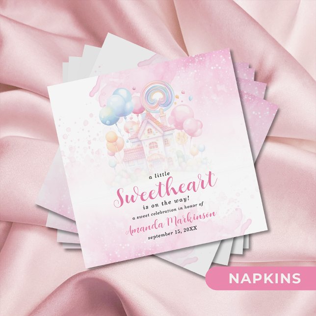 A Little Sweetheart Candy Baby Shower Napkin (Creator Uploaded)
