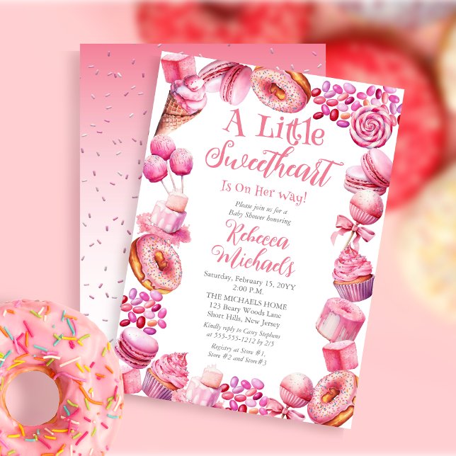 A Little Sweetheart Candy Frame Girl Baby Shower Invitation (A Little Sweetheart Candy Frame Girl Baby Shower Invitation)