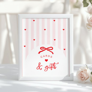 A Little Sweetheart Cards and gifts Pink Red Bow Poster