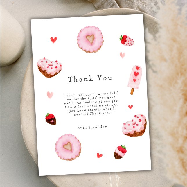 A Little Sweetheart Doughnuts Valentines Baby Show Thank You Card (A Little Sweetheart Donuts Valentines Baby Shower Thank You Card)