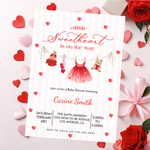 A  Little Sweetheart  Girl Baby Shower  Invitation