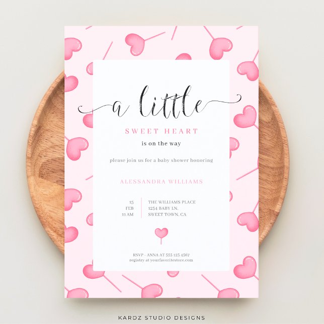 A Little Sweetheart Girl Baby Shower Invitation (Baby Shower invite shown in 5x7 size. Personalize and choose corner style and paper before checkout.)