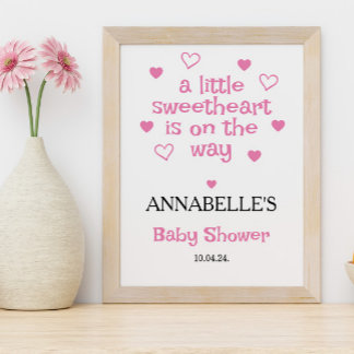 A little sweetheart Girl Baby Shower Welcome Poster