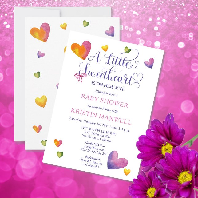 A Little Sweetheart Is On Her Way Baby Shower Invitation (Creator Uploaded)