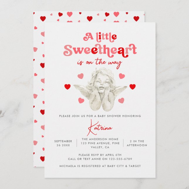 A Little Sweetheart Is On The Way Baby Shower Invitation (Front/Back)