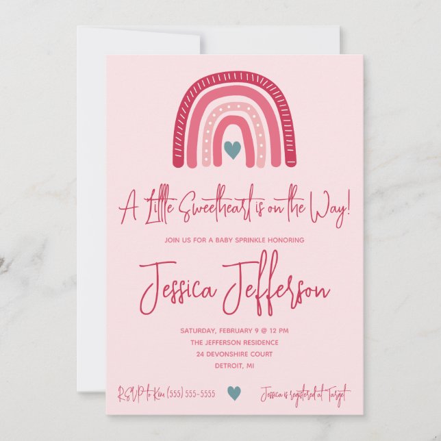 A Little Sweetheart is on the Way!  Baby Shower Invitation (Front)