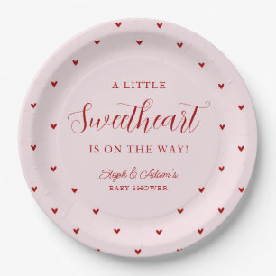 A Little Sweetheart Is On The Way Baby Shower Paper Plate