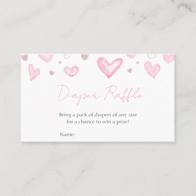 A little Sweetheart is on the Way Diaper Raffle Business Card (Front)
