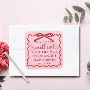 A Little Sweetheart Is On The Way Girl Baby Shower Square Sticker