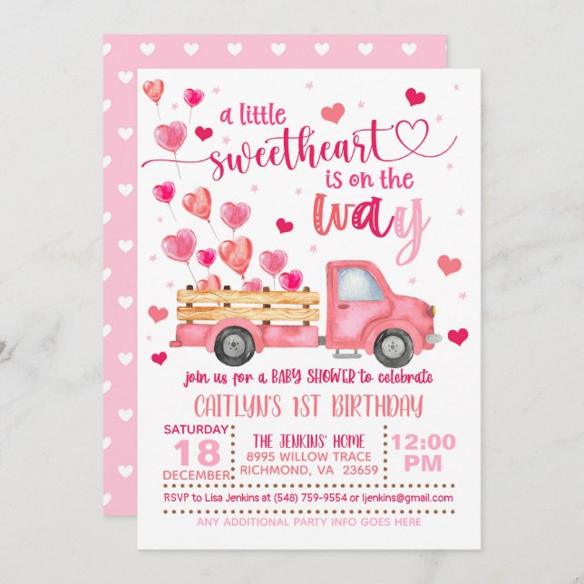 A Little Sweetheart is on the Way Invitation (Front/Back)