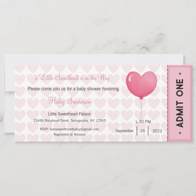 A Little Sweetheart is on the Way Invitation (Front)