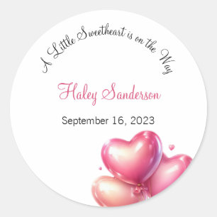 A Little Sweetheart is on the Way Invitation Classic Round Sticker