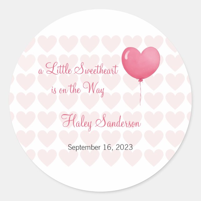 A Little Sweetheart is on the Way Labels, Stickers (Front)