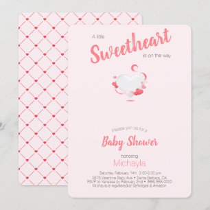 A Little Sweetheart Pink Heart Girl Baby Shower Invitation
