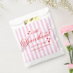 A Little Sweetheart Pink Red Hearts Baby Shower Favour Bags