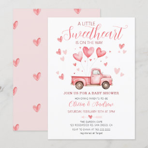 A Little Sweetheart Pink Valentine Baby Shower Invitation