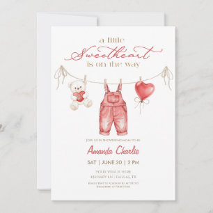 A little sweetheart Red Boy Baby shower  Invitation