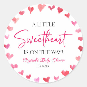A Little Sweetheart Red Pink Hearts Baby Shower Classic Round Sticker