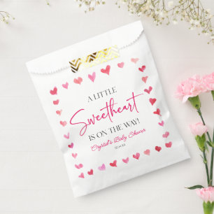 A Little Sweetheart Red Pink Hearts Baby Shower Favour Bags
