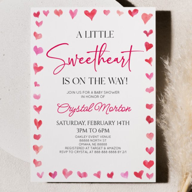 A Little Sweetheart Red Pink Hearts Baby Shower Invitation (Creator Uploaded)