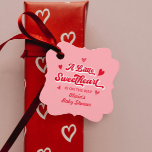 A Little Sweetheart Red Pink Valentine Baby Shower Favour Tags