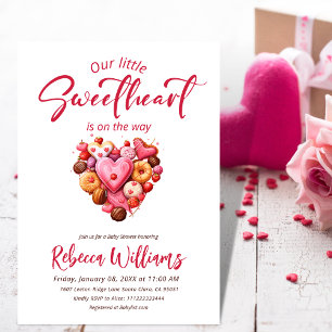 A Little Sweetheart Red Sweet Heart Baby Shower  Invitation