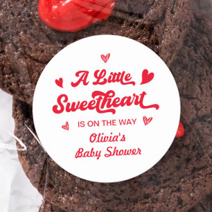 A Little Sweetheart Valentine Baby Shower Classic Round Sticker