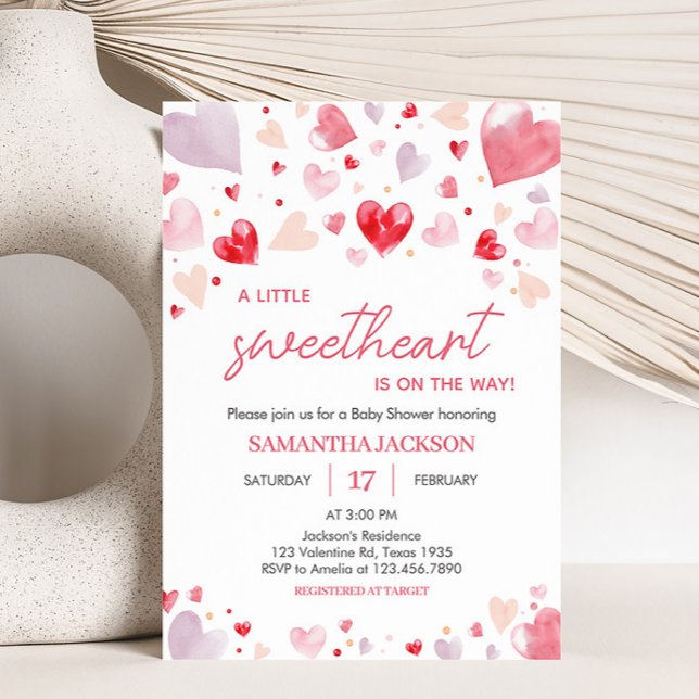 A Little Sweetheart Valentine Baby Shower Invitation (Sweetheart Baby Shower Invitation)