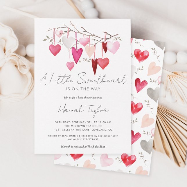 A Little Sweetheart Valentine Baby Shower Invitation (Valentine's day baby shower little sweetheart invitations)