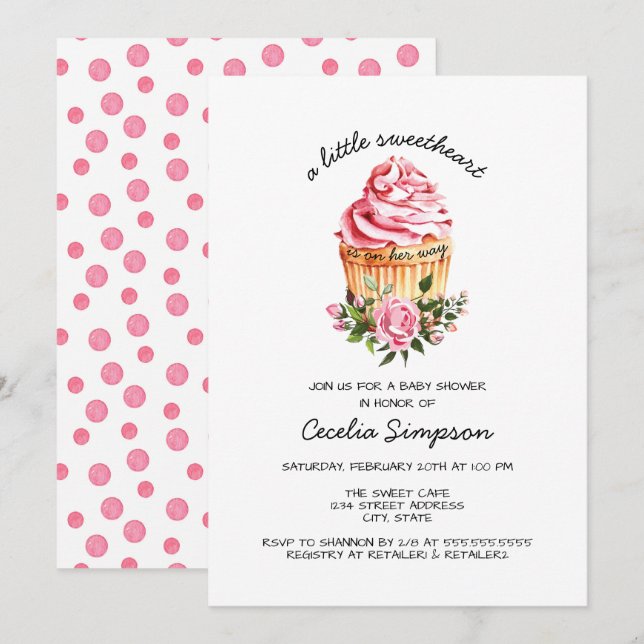 A Little Sweetheart Valentine Baby Shower Invitation (Front/Back)