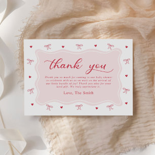 A Little Sweetheart Valentine Bow Baby Shower Thank You Card