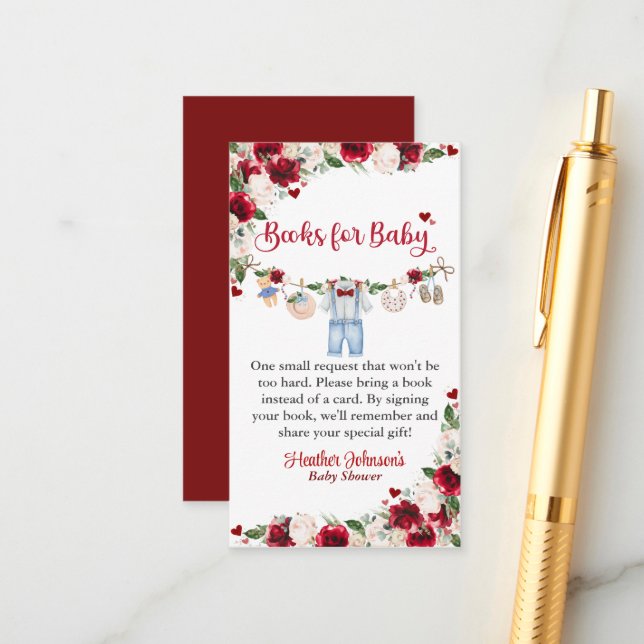 A Little Sweetheart Valentine Boy Baby Shower Enclosure Card (Front/Back In Situ)