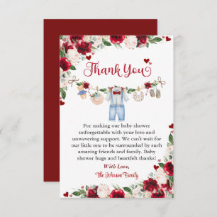 A Little Sweetheart Valentine Boy Baby Shower Thank You Card